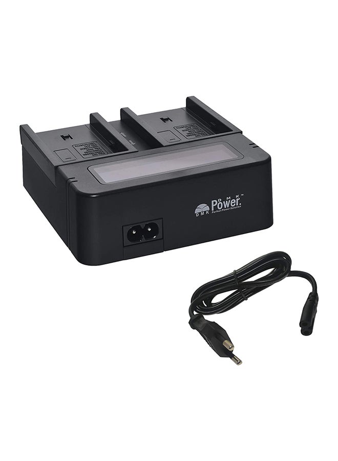 Dc03 Fast Dual Digital Battery Charger For Sony Np-F970 Fm50 Black