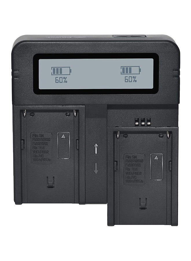 Dc03 Fast Dual Digital Battery Charger For Sony Np-F970 Fm50 Black