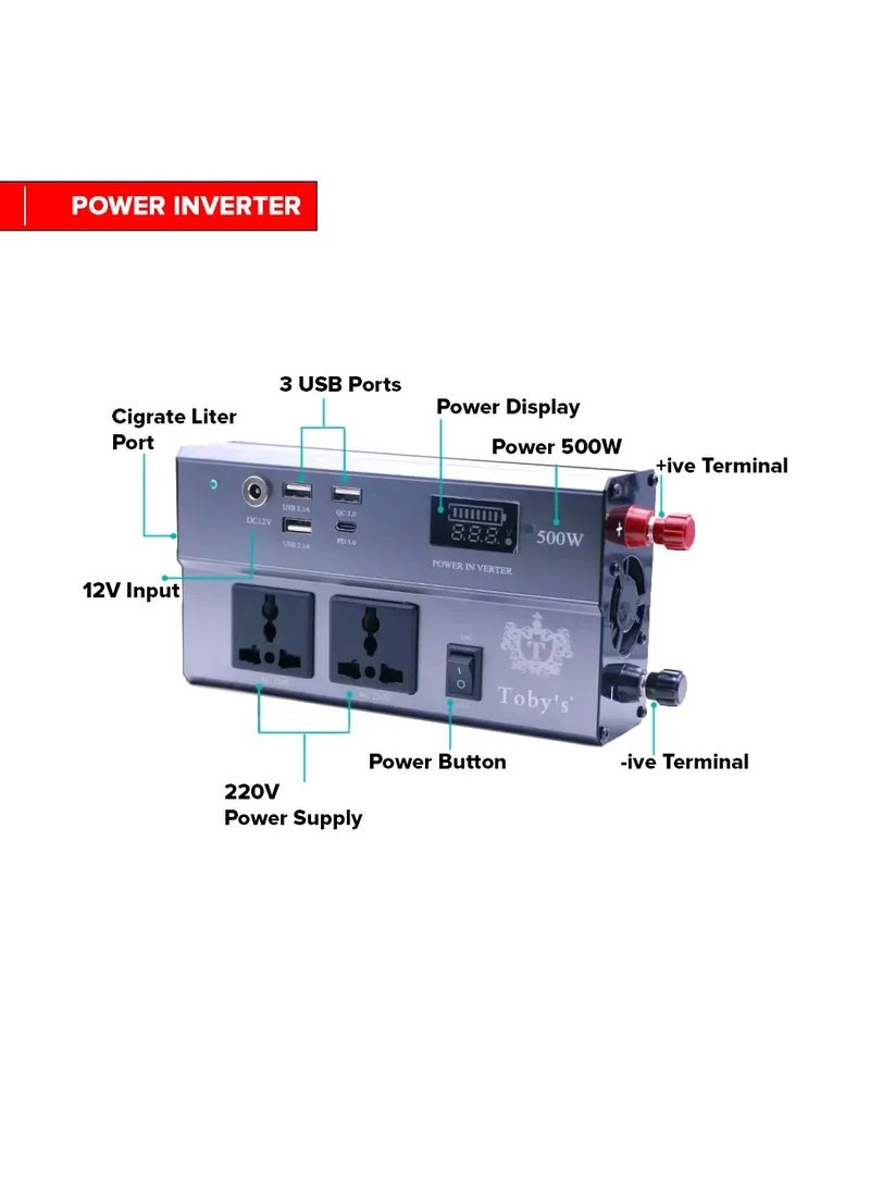 Toby's BTY 55A Battery 55000mAh Power Rechargeable Battery With 220V Power Inverter Best For Camping