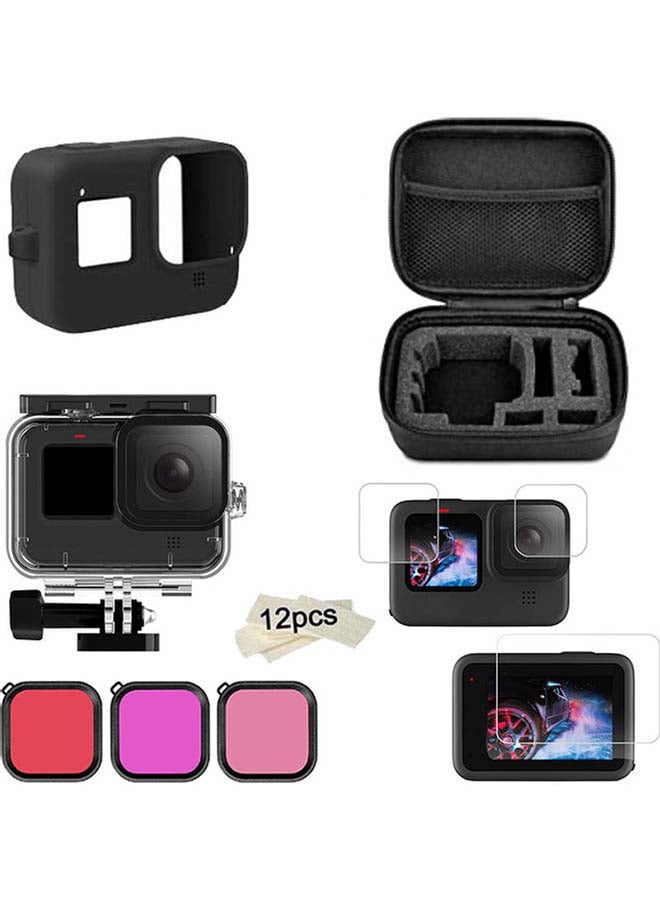 21-In-1 Kit Compatible For GoPro Hero 9 Action Camera Accessories With Carry Case Black