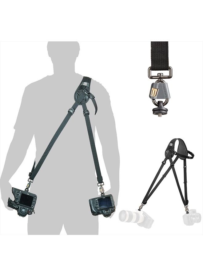 Hybrid Breathe Camera Sling, Original Camera Sling Design, Strap for 1 or 2 DSLR, SLR and Mirrorless Cameras