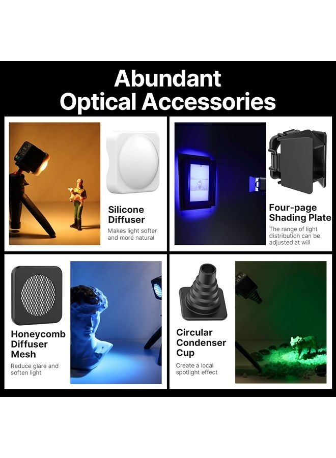 L2 RGB COB Video Light Mini Cube Lights, LED Camera Light 360° Full Color Portable Photography Video Lighting, 800mAh Rechargeable & Magnetic Designs and 11 Dynamic Light Effects
