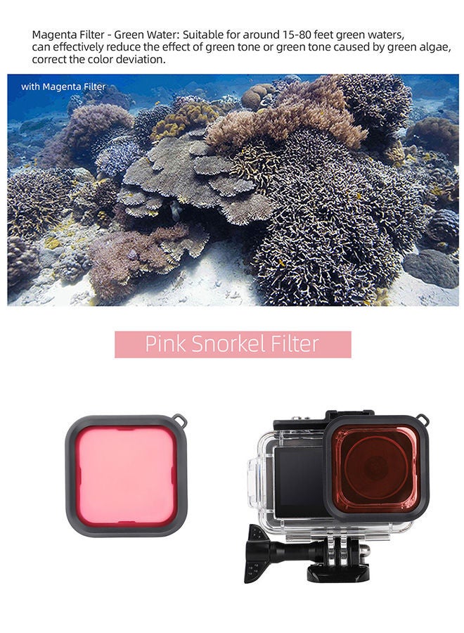 Waterproof Case Housing with 3 Pack Filter for DJI OSMO Action 3 Action Camera Accessories Diving Depth 134.2 ft (40 m) Underwater Photography Protective Shell