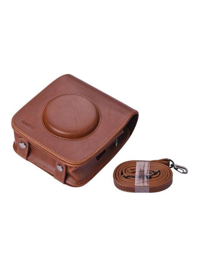 Protective Camera Case With Shoulder Strap For Fujifilm Instax SQ10 Brown