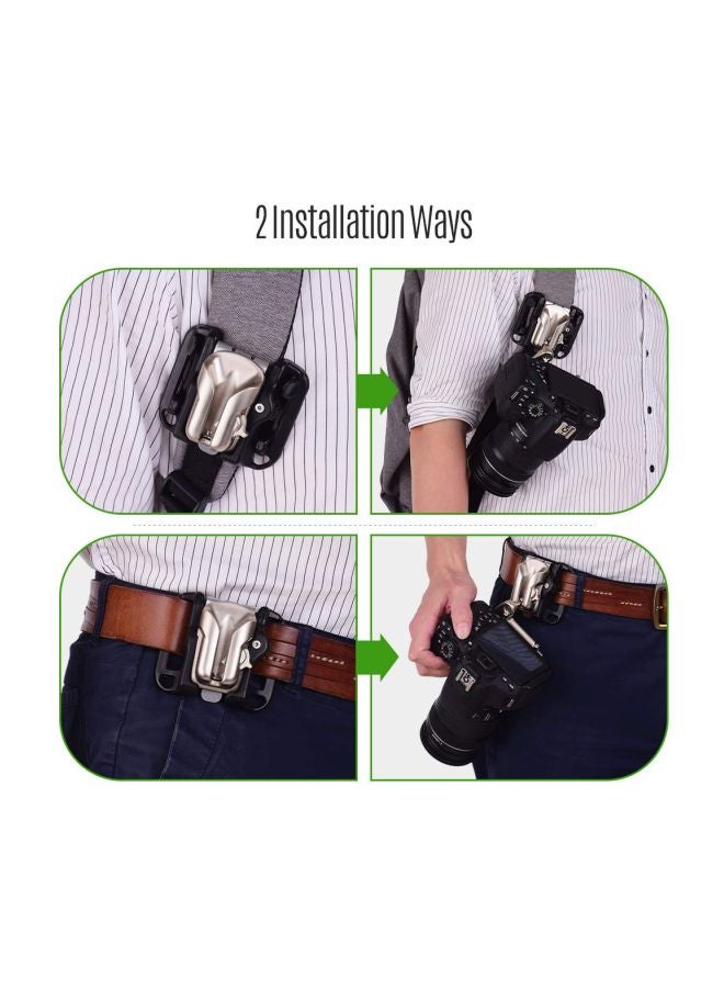 Camera Belt Holster With Quick Release Plate Black/Silver