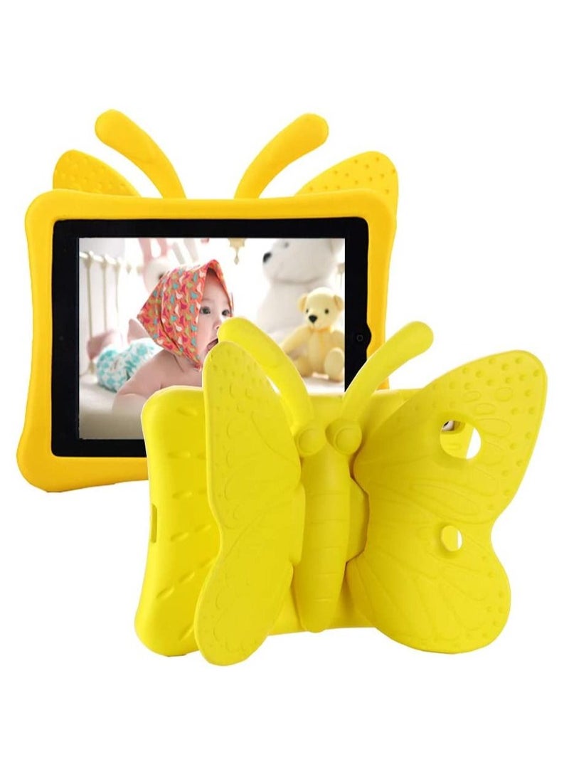 Tading iPad 10.2 Case 2020, iPad 7th Generation Case for Kids, Cute Butterfly Shockproof EVA Foam Super Protection Kid Proof Protective Stand Cover for iPad 10.2 Inch 2019 7th 2020 8th Gen - Yellow