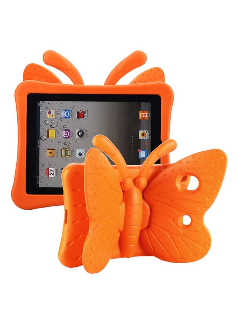 Tading iPad 10.2 Case 2020, iPad 7th Generation Case for Kids, Cute Butterfly Shockproof EVA Foam Super Protection Kid Proof Protective Stand Cover for iPad 10.2 Inch 2019 7th 2020 8th Gen - Orange