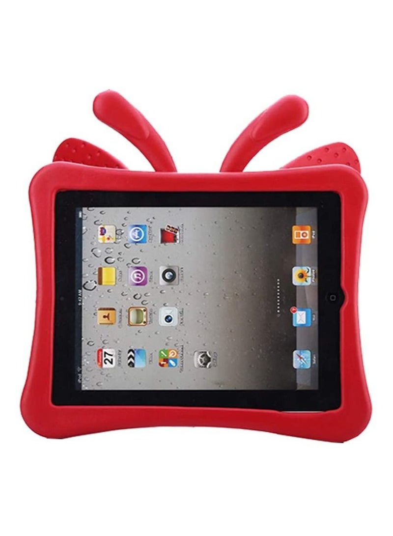 Tading iPad 10.2 Case 2020, iPad 7th Generation Case for Kids, Cute Butterfly Shockproof EVA Foam Super Protection Kid Proof Protective Stand Cover for iPad 10.2 Inch 2019 7th 2020 8th Gen - Red