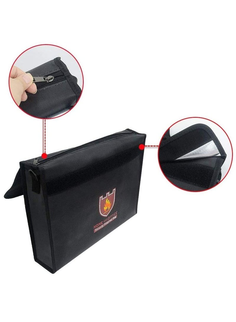 Fireproof Briefcase Bag Large Capacity with Covered Zipper and Shoulder Strap for Fire Safety Security of A4 Documents Laptop Macbook Cash Money Passports Cards for Home Office 38x28cm