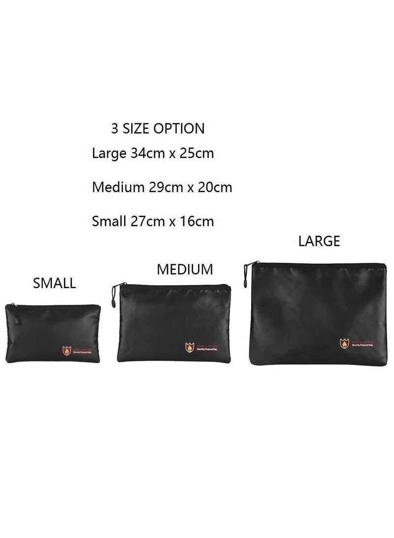 Fireproof Bag with Zipper Fire Safe Bag Pouch for Documents Cash Money Passports Cards for Home Office (29x20cm) Medium