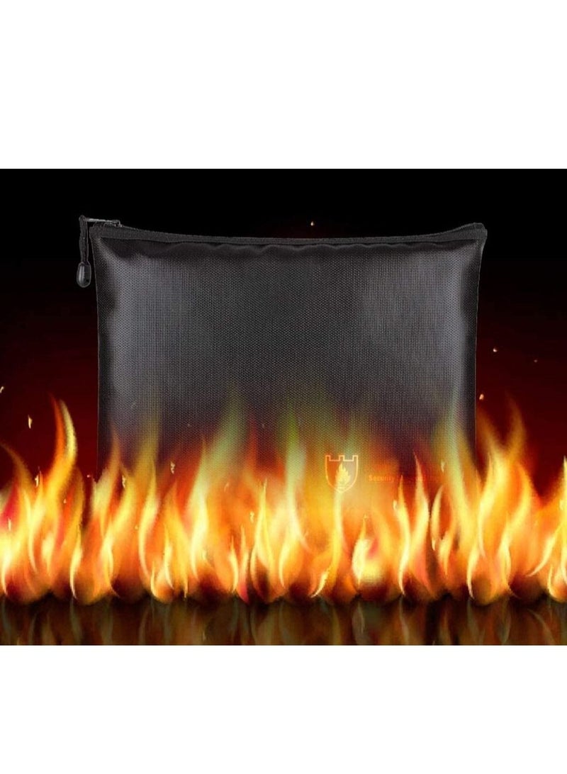 Fireproof Bag with Zipper Fire Safe Bag Pouch for Documents 11-14 inch Macbook Cash Money Passports Cards for Home Office 34x25cm Large