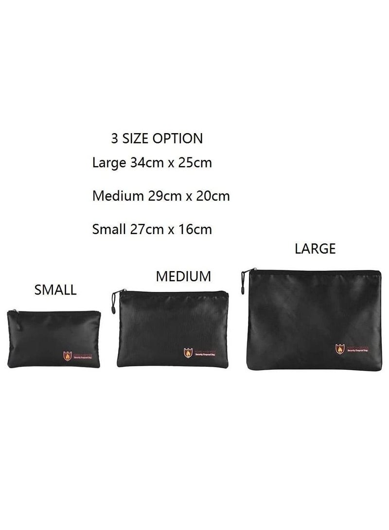 Fireproof Bag with Zipper Fire Safe Bag Pouch for Documents 11-14 inch Macbook Cash Money Passports Cards for Home Office 34x25cm Large