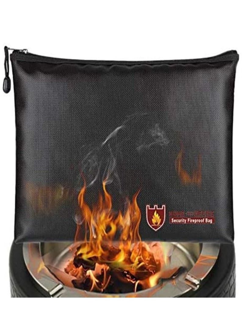 Fireproof Bag with Zipper Fire Safe Bag Pouch for Documents 11-14 inch Macbook Cash Money Passports Cards for Home Office 34x25cm Large