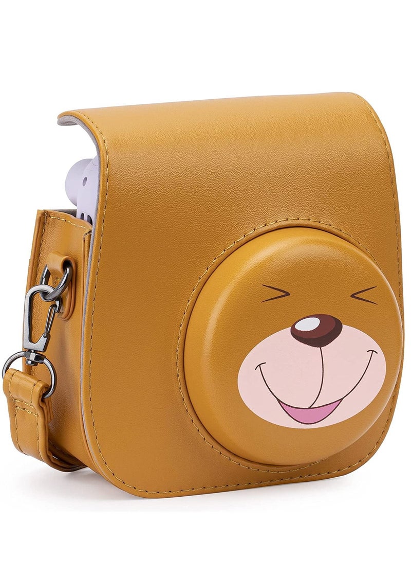 PU Leather For Instax Camera Compact Case for Fujifilm Instax Mini 11/9/8/8+ Instant Film Camera (Tan Bear)