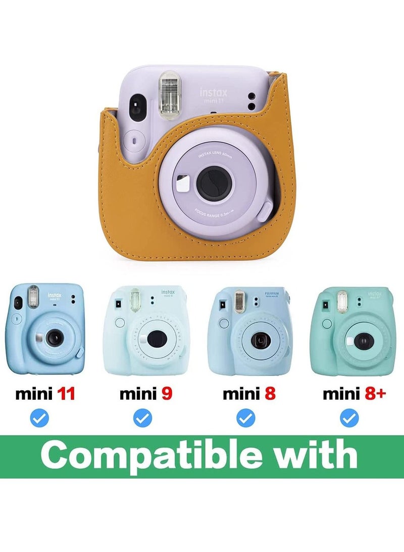 PU Leather For Instax Camera Compact Case for Fujifilm Instax Mini 11/9/8/8+ Instant Film Camera (Tan Bear)