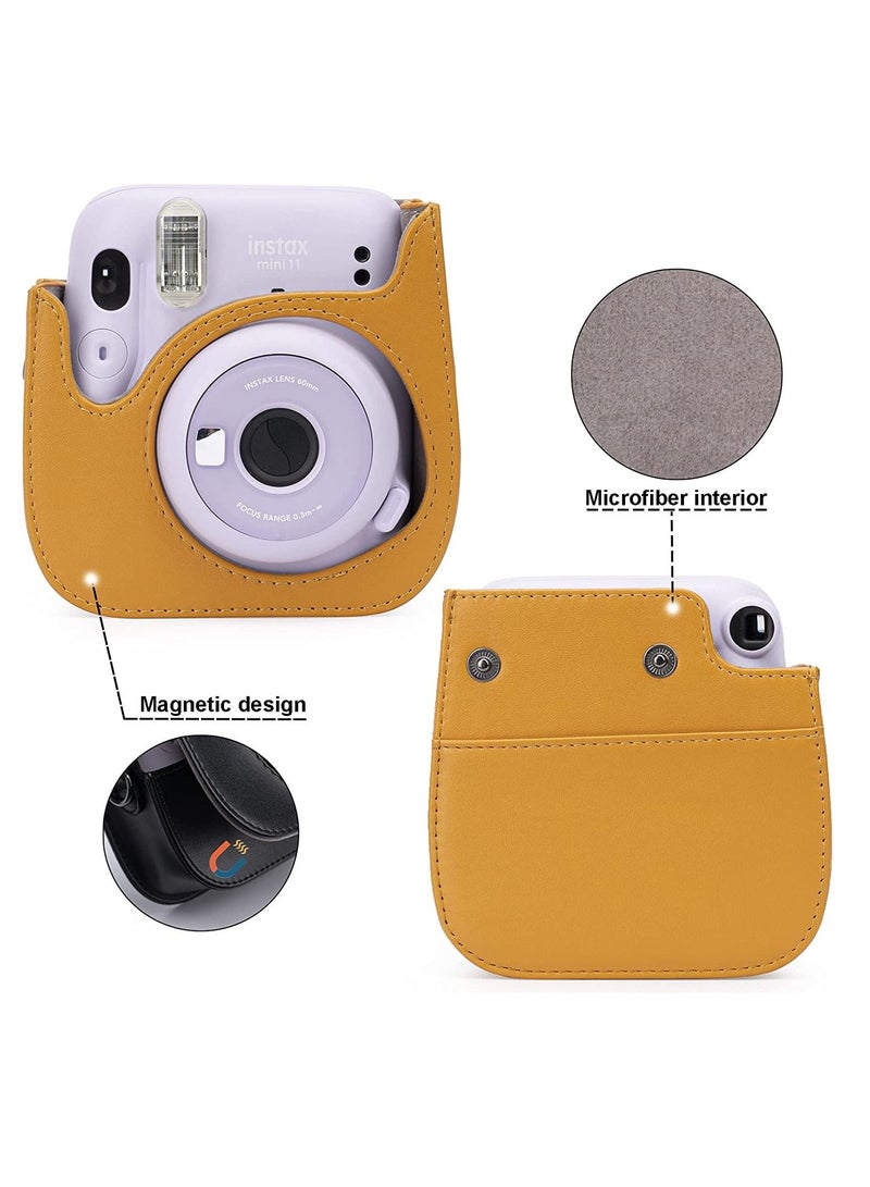 PU Leather For Instax Camera Compact Case for Fujifilm Instax Mini 11/9/8/8+ Instant Film Camera (Tan Bear)