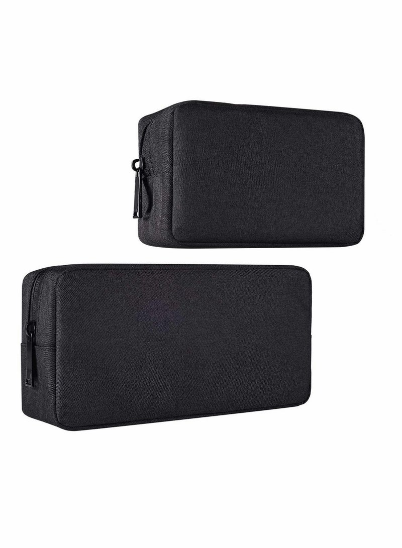 Universal Electronics Accessories Organizer, 2pack Portable Soft Carrying Storage Case Bag for Charger Usb Cables Memory Cards Earphone Flash Hard, Small and Big black