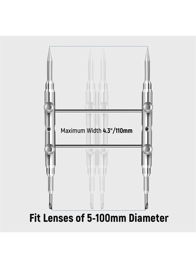 NEEWER Stainless Steel Lens Spanner Wrench, Professional Repairing Opening Tool with Double Sided Pointed Flat Tips Lens Removal Tool with Four Screws for DSLR Camera Lens, Telescope Lens (Straight)