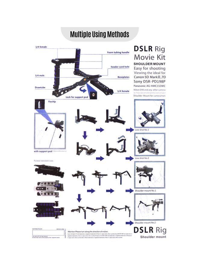 Handheld Stabilizer For Canon/Nikon/Sony/Panasonic/Pentax Camera Black/Blue