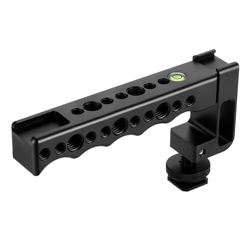 Camera Grip Top Handle With Dual Cold Shoe Base Black