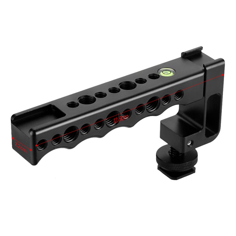 Camera Grip Top Handle With Dual Cold Shoe Base Black