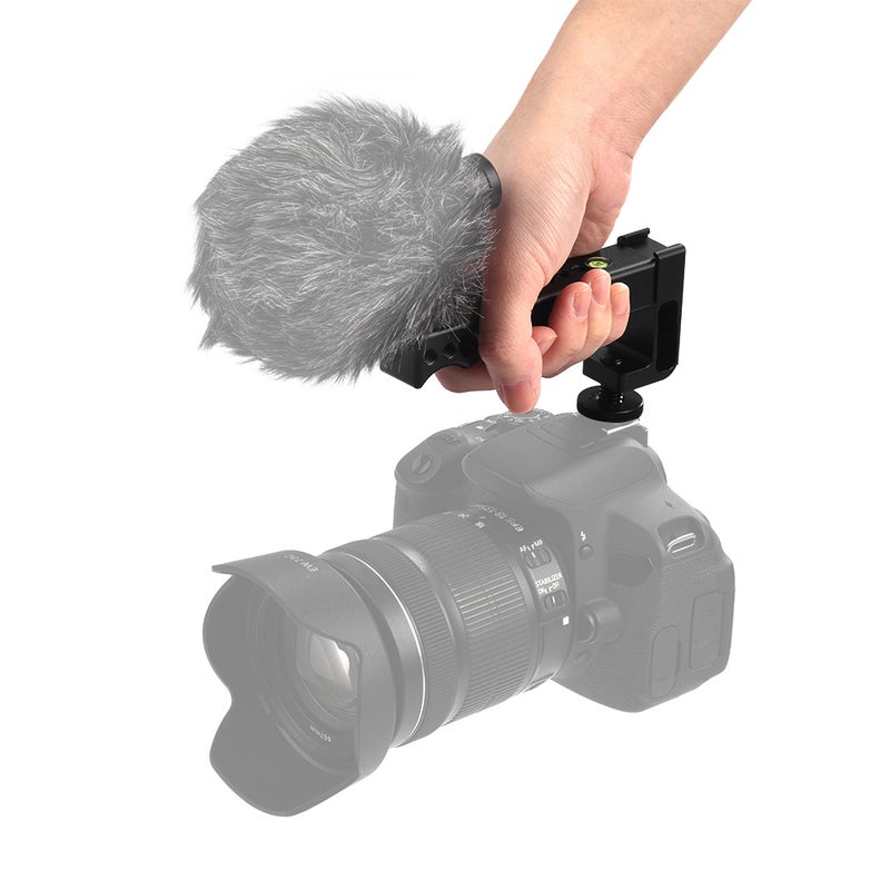 Camera Grip Top Handle With Dual Cold Shoe Base Black