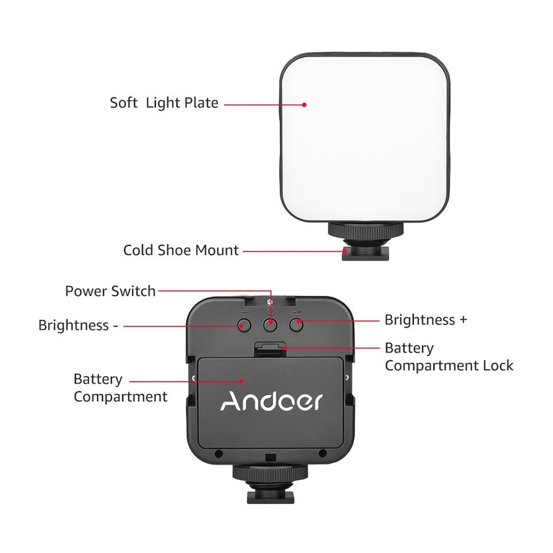 Smartphone Video Rig Grip With Dual LED Light Microphone And Shock Mount Black
