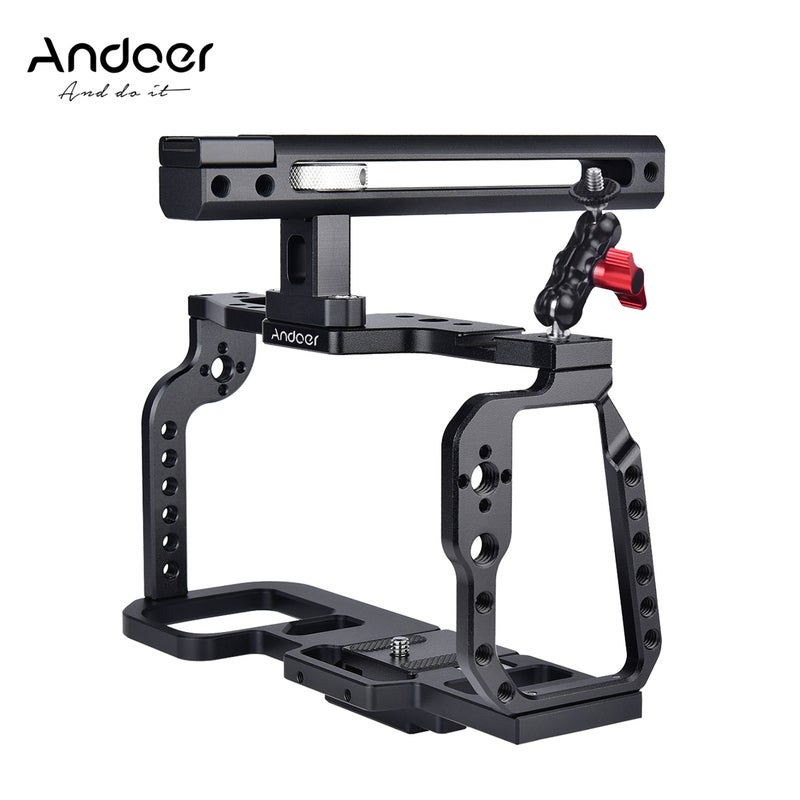Camera Cage with Top Handle Grip Video Film Making Stabilizer Black