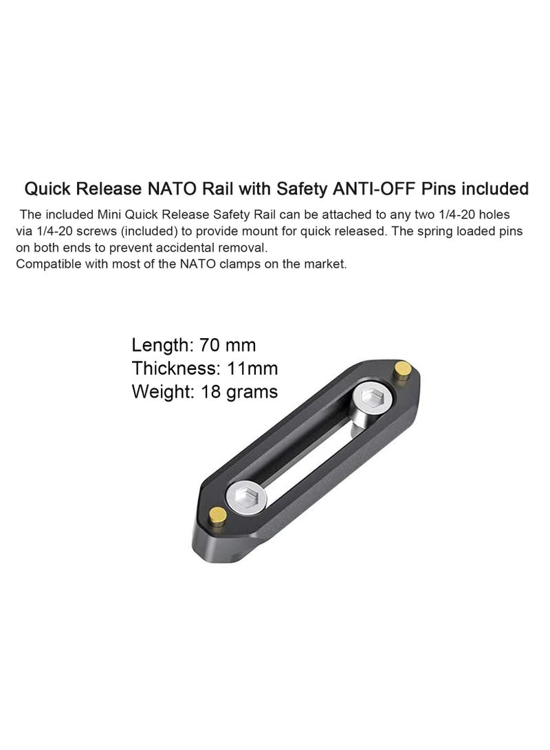 Camera Cage Top Handle Grip Quick Release NATO Rail Top Handle with Cold Shoe Arri Locating Hole 15mm Rod Clamp NATO Safety Rail for Video Camera Cage Rig Camcorder Light Microphones