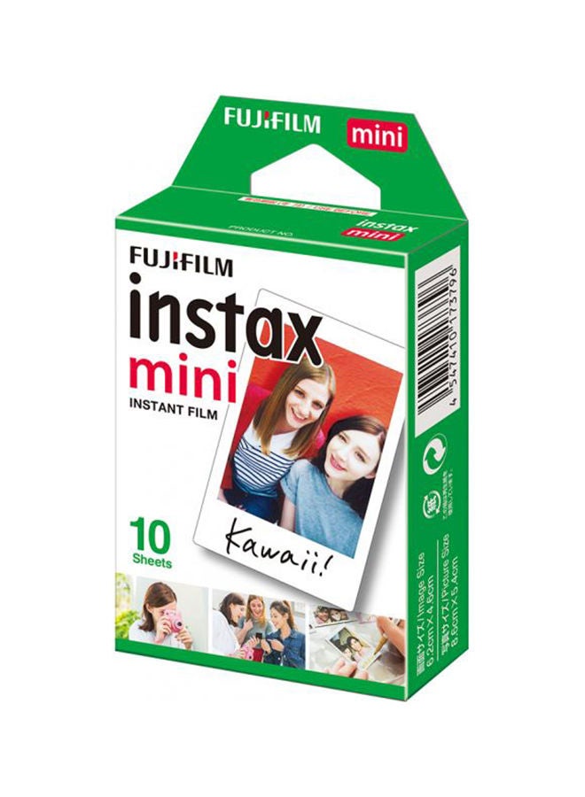 Instax Mini Instant Film 10 Sheets Pack For Instax Mini 7, 7s, 8, 25, 50 Multicolour White