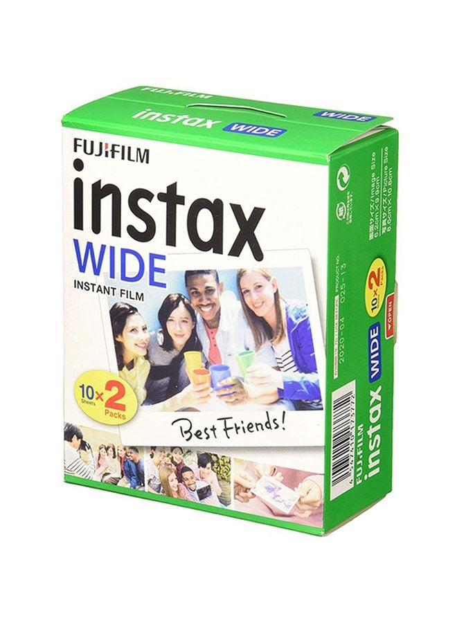 Pack Of 20 Sheet Instax Wide Instant Film 10.6x8.4cm White