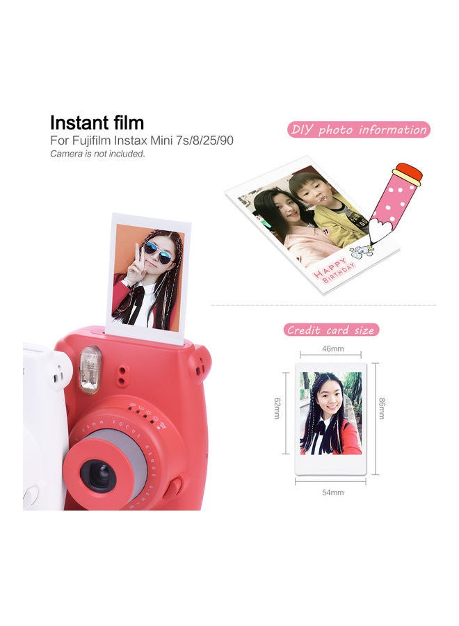 20-Sheet Instax Mini Film Photo Paper 54x86mm White