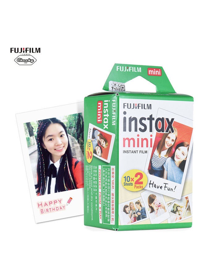 20-Sheet Instax Mini Film Photo Paper 54x86mm White