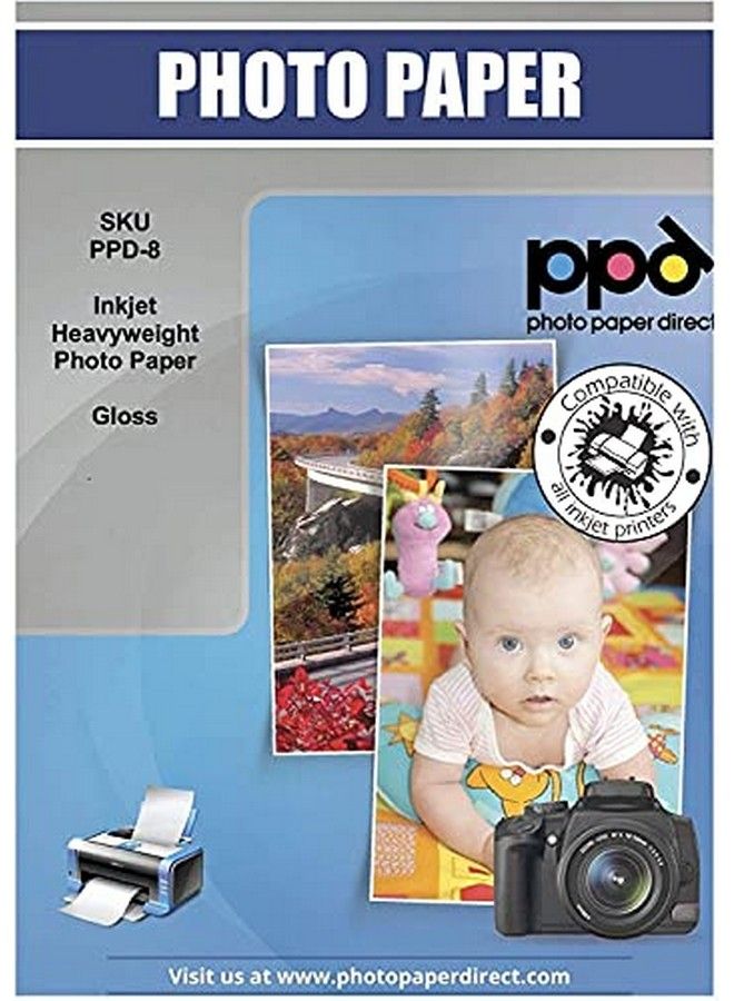 Ppd 50 Sheets Inkjet High Gloss Photo Paper 8.5X11 64Lbs 240Gsm 10.9Mil Letter Size Heavyweight Instant Dry And Waterresistant (Ppd850)