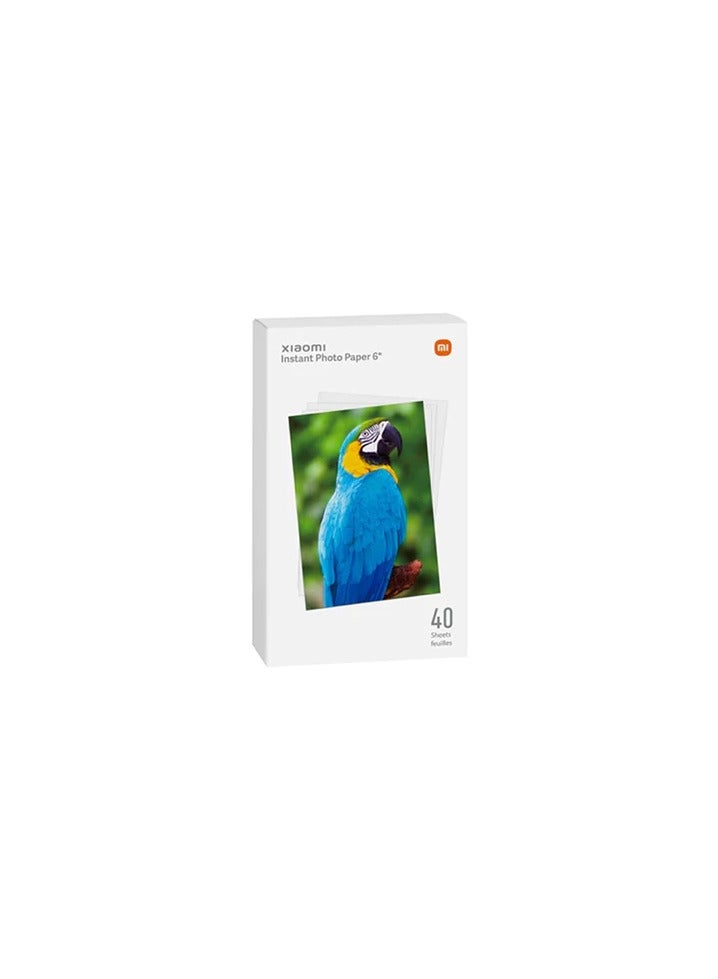 Xiaomi TEJ4006CN Instant Photo Paper 40 Sheets Photo Paper 3 Inches Size for Digital Small Photos Compatible With Xiaomi Instant Photo Printers Suitable for Various Printing Needs - White