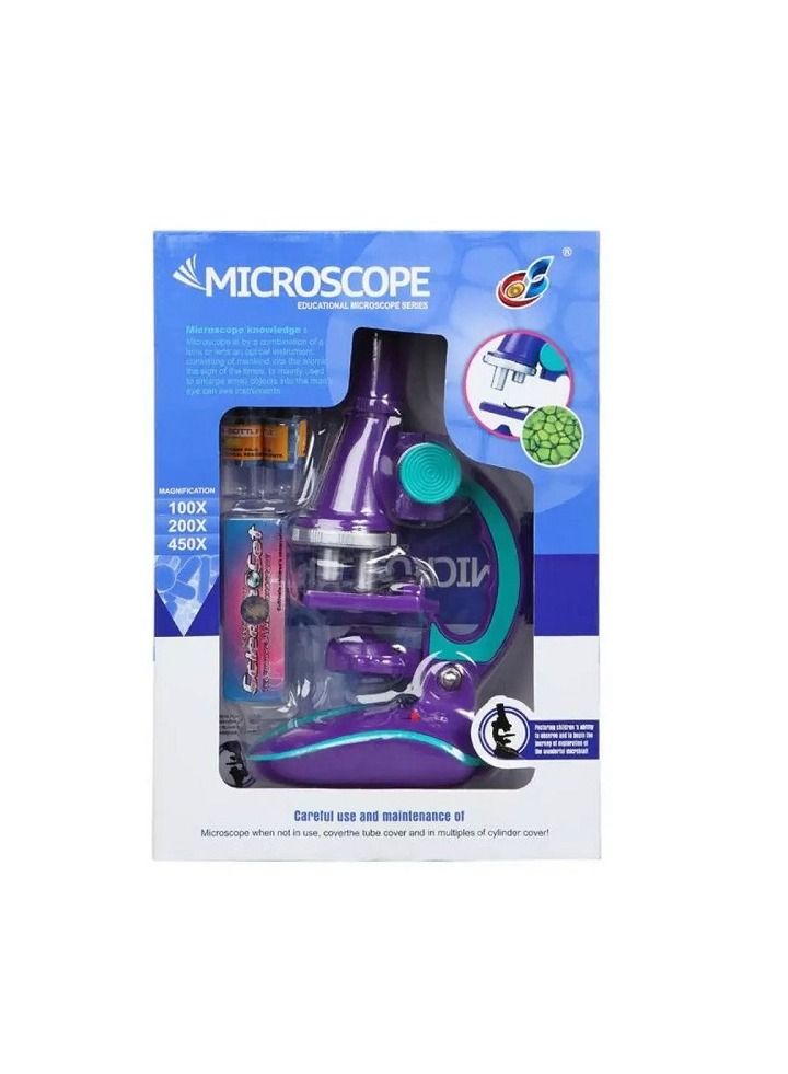 Microscope Toy with LED Light 100X 200X 450X Magnification for Kids