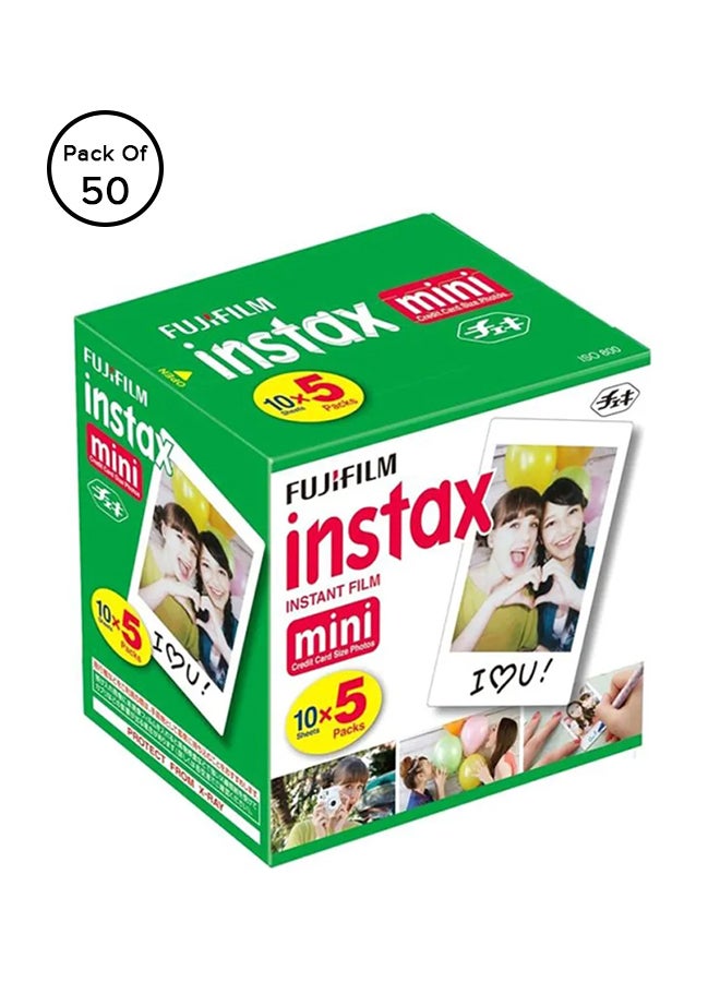 Instax Mini Instant Film Pack Of 5 x 10 Sheets White