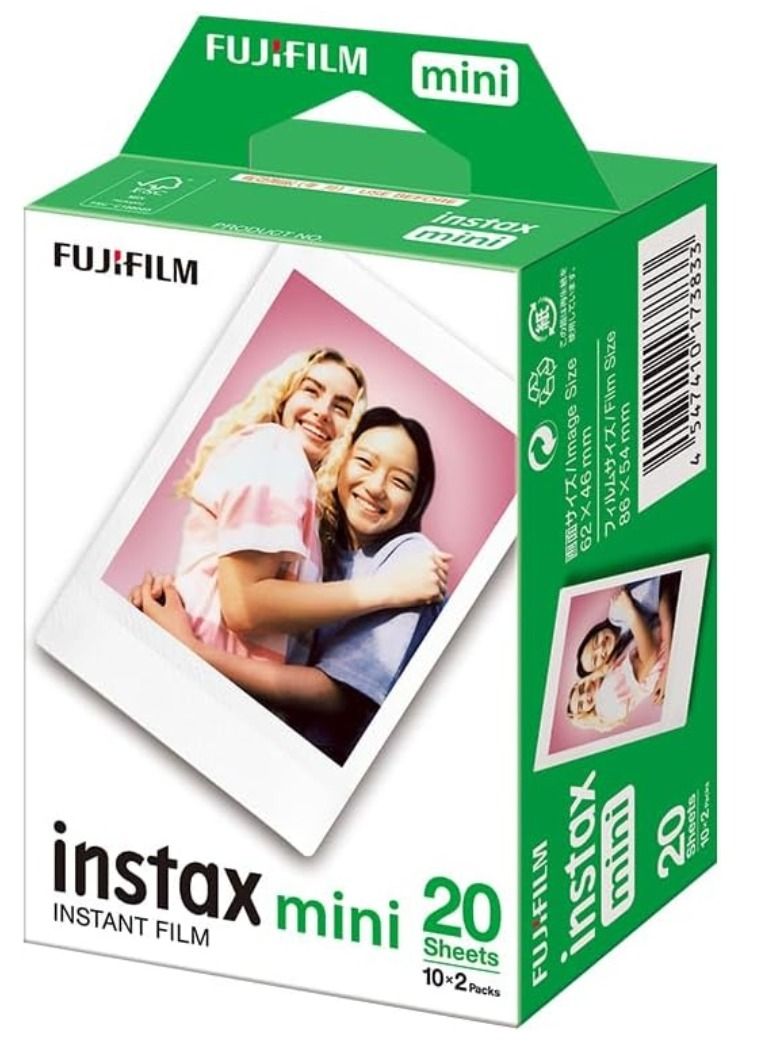 Fujifilm 16386016 Instax Film For Instax Mini 8/7S, 2 X 10 Sheets, Packaging May Vary, White Border, Instax Mini Ww 2, Jr1157