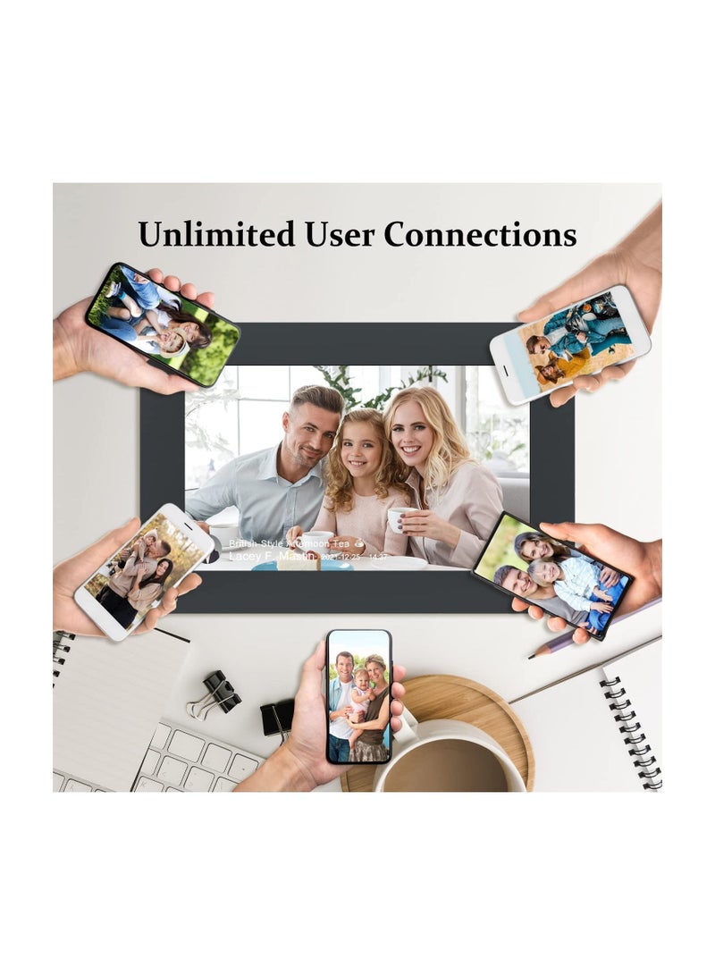 10.1 Inch WiFi Digital Picture Frame IPS Touch Screen Smart Cloud Photo Frame with 16GB Storage Easy Setup to Share Photos or Videos via Frameo APP Auto-Rotate Wall Mountable (Black)