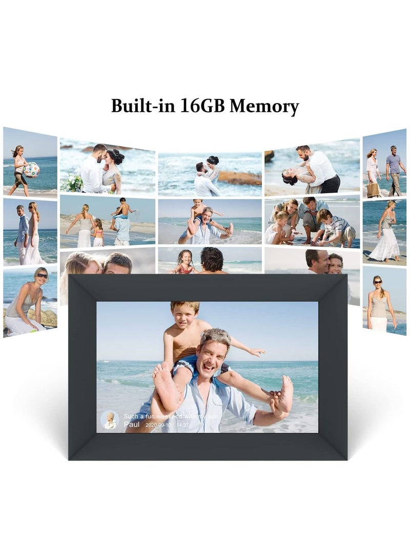 10.1 Inch WiFi Digital Picture Frame IPS Touch Screen Smart Cloud Photo Frame with 16GB Storage Easy Setup to Share Photos or Videos via Frameo APP Auto-Rotate Wall Mountable (Black)