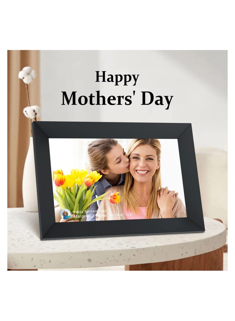 10.1 Inch WiFi Digital Picture Frame IPS Touch Screen Smart Cloud Photo Frame with 16GB Storage Easy Setup to Share Photos or Videos via Frameo APP Auto-Rotate Wall Mountable (Black)