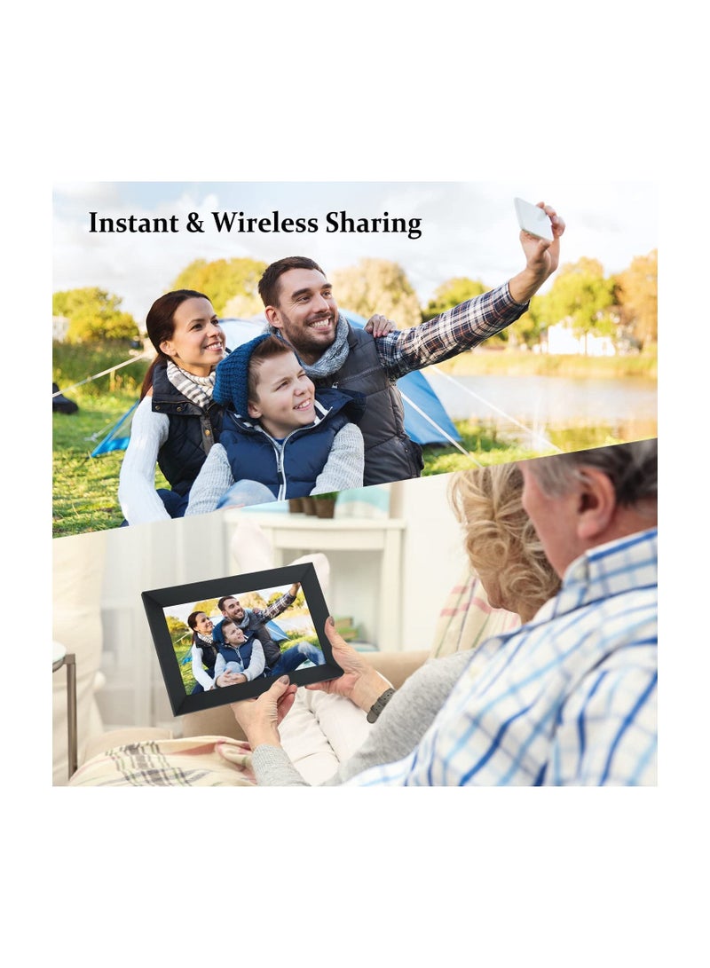 10.1 Inch WiFi Digital Picture Frame IPS Touch Screen Smart Cloud Photo Frame with 16GB Storage Easy Setup to Share Photos or Videos via Frameo APP Auto-Rotate Wall Mountable (Black)