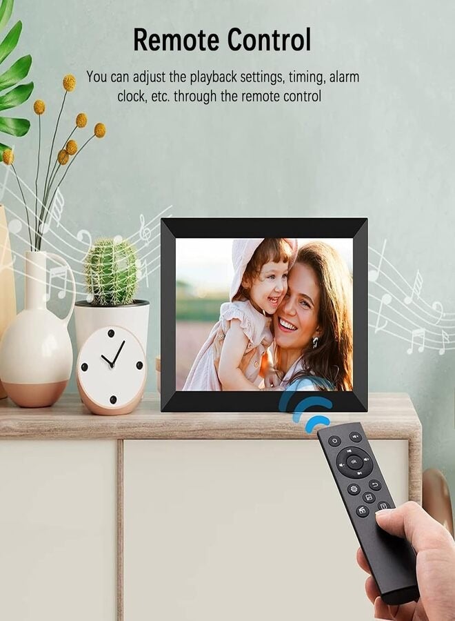 14 Inch Smart Digital Frame, 1280x800P with Remote Control, 1080P High Resolution Video Playback, Auto On/Off Timer, Easy Plug, Play for All Ages, Black