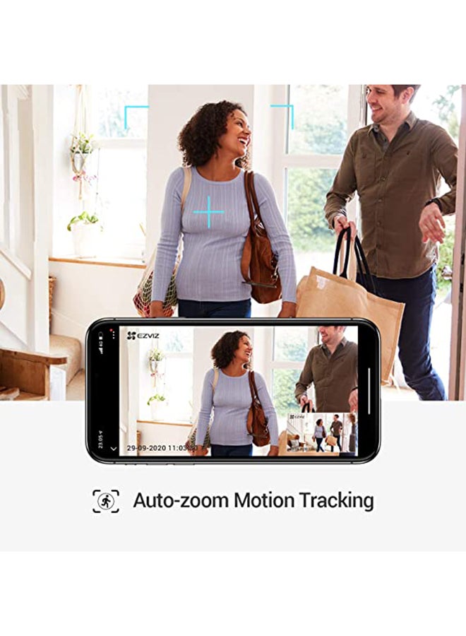C6W Pan & Tilt Wi-Fi Camera 4MP 4mm (83°), 360° Panoramic View, 2K Resolution, Privacy Shutter, MicroSD Card up to 256 GB, Auto-Zoom Tracking, True-WDR, Two-Way Talk, EZVIZ Cloud Play Storage, Person Detection, Infrared Night Vision up to 10m (33 ft.) - CS-C6W-A0-3H4WF Black