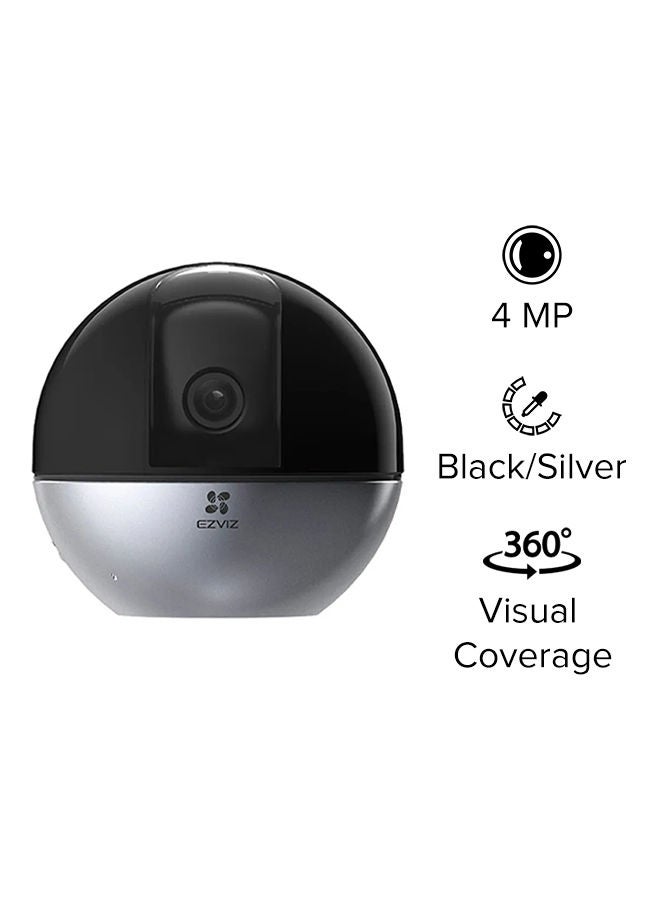 C6W Pan & Tilt Wi-Fi Camera 4MP 4mm (83°), 360° Panoramic View, 2K Resolution, Privacy Shutter, MicroSD Card up to 256 GB, Auto-Zoom Tracking, True-WDR, Two-Way Talk, EZVIZ Cloud Play Storage, Person Detection, Infrared Night Vision up to 10m (33 ft.) - CS-C6W-A0-3H4WF Black