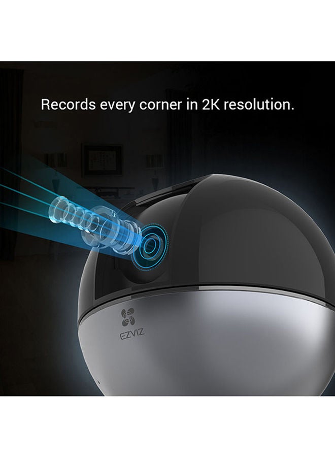 C6W Pan & Tilt Wi-Fi Camera 4MP 4mm (83°), 360° Panoramic View, 2K Resolution, Privacy Shutter, MicroSD Card up to 256 GB, Auto-Zoom Tracking, True-WDR, Two-Way Talk, EZVIZ Cloud Play Storage, Person Detection, Infrared Night Vision up to 10m (33 ft.) - CS-C6W-A0-3H4WF Black