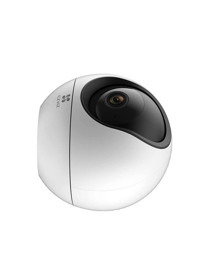 C6 Pan & Tilt Wi-Fi Camera 4MP 4mm, 360° Panoramic View, 2K Resolution, Privacy Shutter, MicroSD Card up to 256 GB, Auto-Zoom Tracking, True-WDR, Two-Way Talk, EZVIZ Cloud Play Storage, Person Detection, Color Vision with Starlight Lens - CS-C6 White