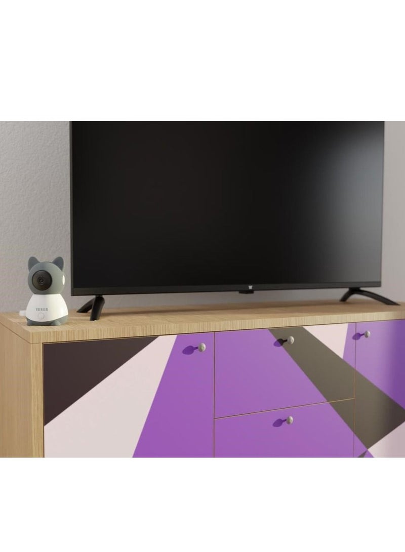 Smart 360 Degree Baby Camera with Motion & Sound Detection & HD Resolution & Tesla Home App - Grey