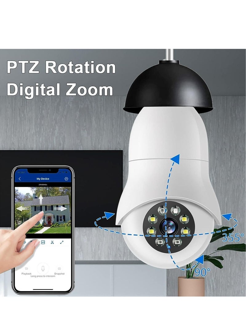 Light Bulb Camera, 360 Degree 2.4GHz/ 5GHz WiFi 1080P Bulb Camera for Indoor/Outdoor, Surveillance Camera Light Bulb Guardcam, Auto Tracking, Two Way Audio, Motion Detection