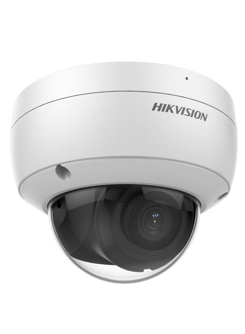 4 MP AcuSense Built-in Mic Vandal Fixed Dome Network Camera, 2.8mm Fixed Lens, H.265+ Compression, Up to 30m IR Range, 120 dB True WDR, Support MicroSD, IP67 / IK10 Protection, White | DS-2CD2143G2-IU